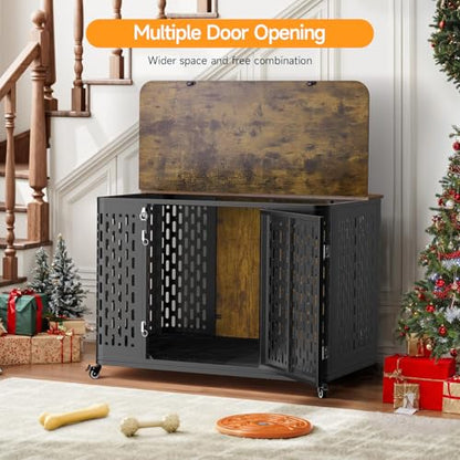 43.7" Heavy Duty Dog Crate Furniture for Large Dogs with Flip Top, view 3