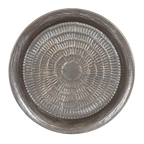Mahdavi Hammered Metal Tray End Table, Pewter, 16.5 inch Diameter