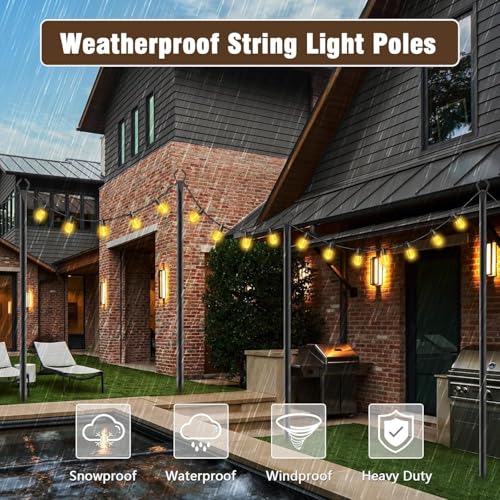 10Ft String Light Poles 4 Pack, Light Poles for Outside Lights, view 7