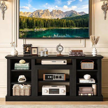 70" Farmhouse TV Stand for 75/80" TVs, Adjustable, Ink Black, view 6