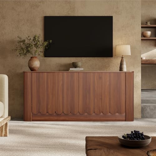 63" Fluted Sideboard Cabinet, Modern Buffet Cabinet with Storage, Walnut, view 7
