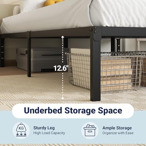 Queen Metal Bed with Storage Black, view 7