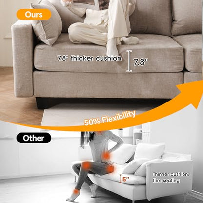 53'' Loveseat Sofa with All Seats Storage, Modular Sectional Couch with Deep Seat,Oversized Comfy Couch with Throw Pillows,Single Sofa Chair for Living Room,Bedroom,Chenille,Khaki