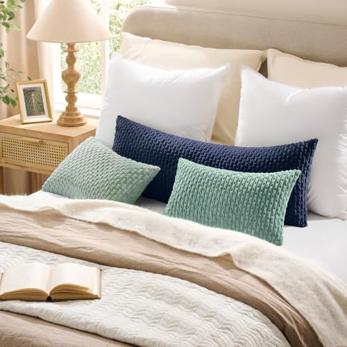 Boho Stripe Corduroy Softease Pillows Navy Blue, view 4