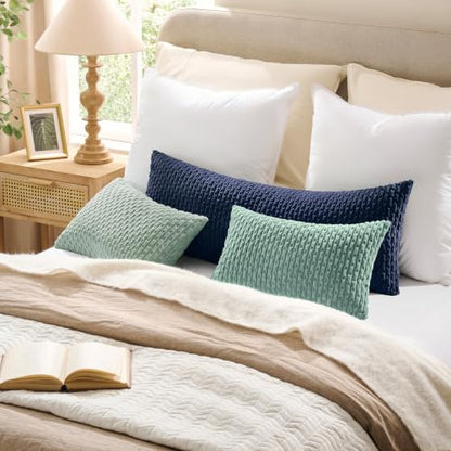 Boho Stripe Corduroy Softease Pillows Navy Blue, view 4