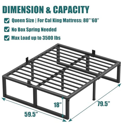 King Bed Frame, 18 Inch High 3500 lbs Metal Platform, view 4