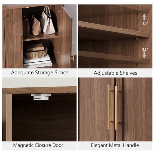 31.5" Sideboard Buffet Cabinet with Storage, Walnut, view 4
