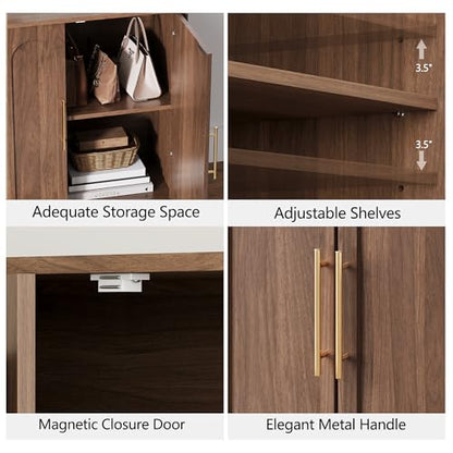 31.5" Sideboard Buffet Cabinet with Storage, Walnut, view 4