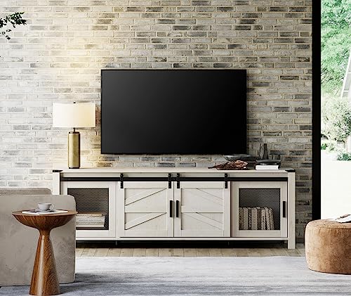 Farmhouse TV Stand for 75" TV, Antique White, view 4