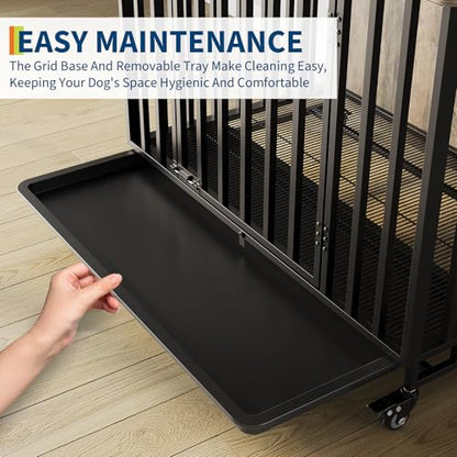 Heavy Duty Dog Crate Furniture with Wheels, view 4