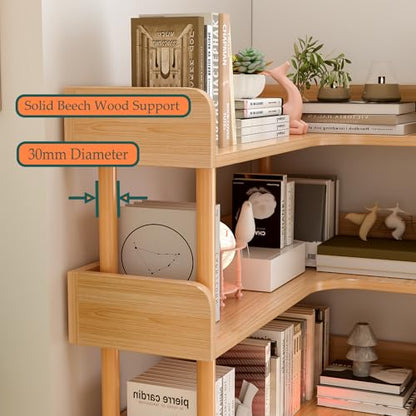 5-Tier Reversible Corner Bookshelf, L-Shaped Shelf, Oak, view 6