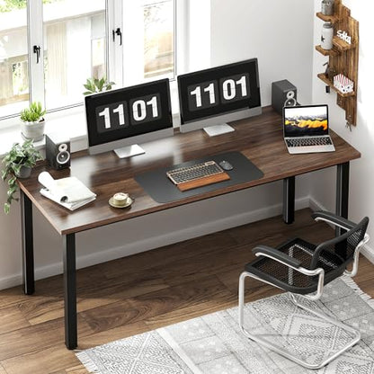 63 Inch Large Computer Desk, Ample Legroom, Walnut Top, Metal Frame, view 5