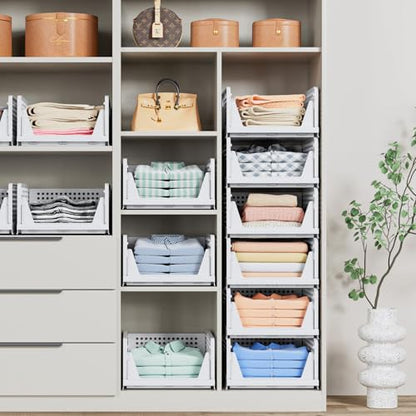 5 Pack Stackable Closet Storage Basket - Stackable Storage Bins, view 7