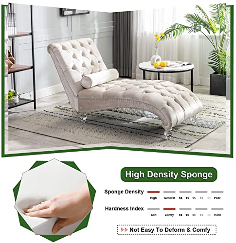 Velvet Chaise Lounge Chair with Toss Pillow, view 5