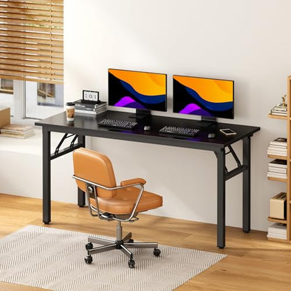 Computer Desk, 59.8Inch Office Desk Computer Table, Study Writing Study Desk for Home Office, Black and Black