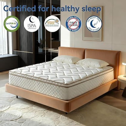 Queen Size Mattress, 10 Inch Hybrid Pocket Spring Mattress in a Box, view 6