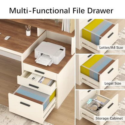 65" Computer Desk with 3 Drawers & Printer Shelf for Home Office, view 6