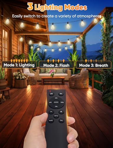 120FT LED Outdoor String Lights with Remote, view 4