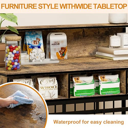 Dog Crate Furniture, Wooden Dog Crate End Table, Wooden Dog Crate with Divider, view 5