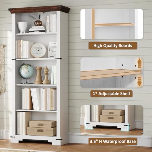 5-Tier Farmhouse Bookshelf, view 4