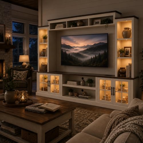 White Farmhouse TV Stand, Entertainment Center, view 5