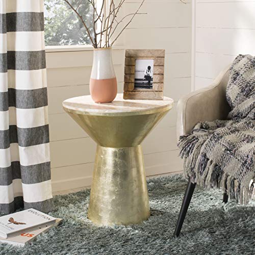Safavieh Home Collection Fae Mosaic Top Round Pink Champagne and Gold Side Table