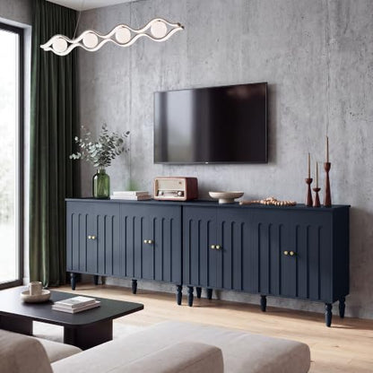 47” Arched Fluted Sideboard Buffet Cabinet with Storage, Blue, view 8