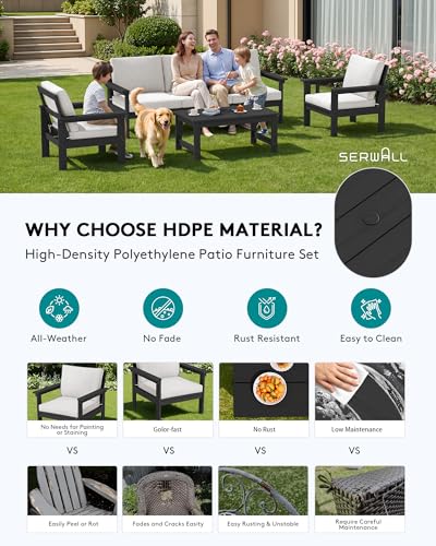 HDPE Outdoor Patio Furniture Set with Coffee Table