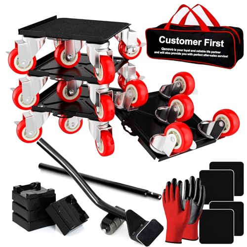 Furniture Dolly Set 5 Wheels Heavy Duty, Furniture Movers with Silent Rubber Wheels, 360° Rotation with Brake, 1500Lbs Load Capacity, Furniture Lifter for Easy Moving Large Furniture.