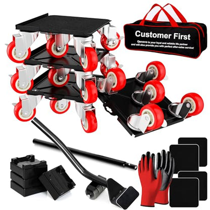 Furniture Dolly Set 5 Wheels Heavy Duty, Furniture Movers with Silent Rubber Wheels, 360° Rotation with Brake, 1500Lbs Load Capacity, Furniture Lifter for Easy Moving Large Furniture.