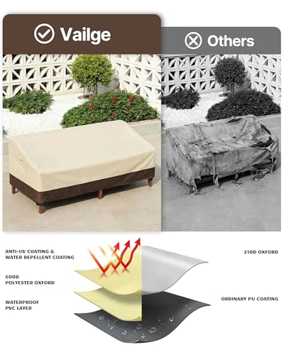 Heavy Duty Patio Sofa Cover, 100% Waterproof 3-Seater Outdoor Sofa Cover,Lawn Patio Furniture Covers with Air Vent and Handle,79" Wx 37" Dx 35" H,Beige&Brown
