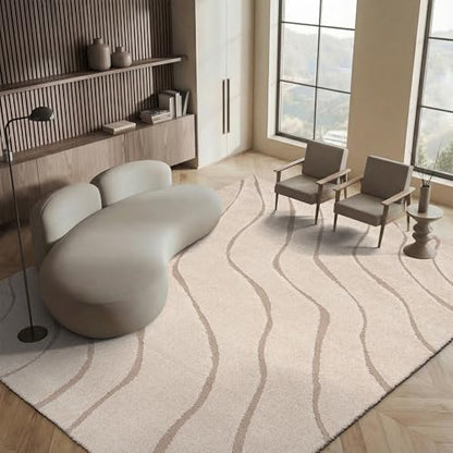 SAFAVIEH Florida Shag Collection Area Rug - 8'6" x 12', Cream & Beige, Non-Shedding & Easy Care, 1.2-inch Thick Ideal for High Traffic Areas in Living Room, Bedroom (SG472-1113)