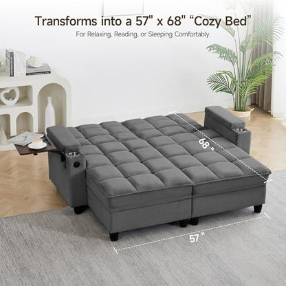 70.9" Chaise Lounge Chair Indoor, Oversized Boucle Upholstered Sofa Bed, view 5