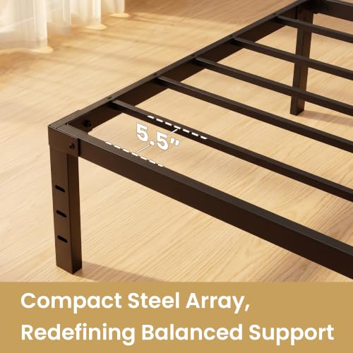 14" Twin Platform Bed Frame, No Box Spring Needed, Apartment, Black, view 4