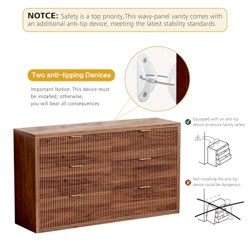 55.12" Modern Chest of Drawer, 6 Deep Drawers, Clothes Organizer, view 6