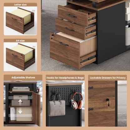 71" Executive Desk with Lockable File Cabinet, view 5