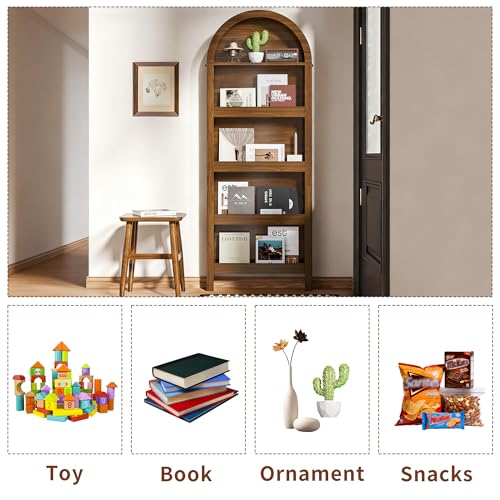 Behind The Door Bookshelf, Arched Narrow Bookshelf, Walnut, view 7