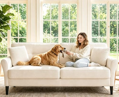 Loveseat Sofa, 69" Love Seat Couches, Comfy Velvet Small Couches for Small Spaces with 2 Pillows, Tool-Free Setup Sofas & Couches, 700lb Load Sofas for Living Room, Mini Couch for Bedroom, White Couch