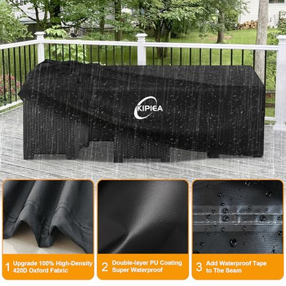Patio Furniture Covers Waterproof Winter, Heavy-Duty Outdoor Furniture Set Covers for Table Chairs, Anti-UV, No Tears or Fading (110" L x 84" W x 28" H)
