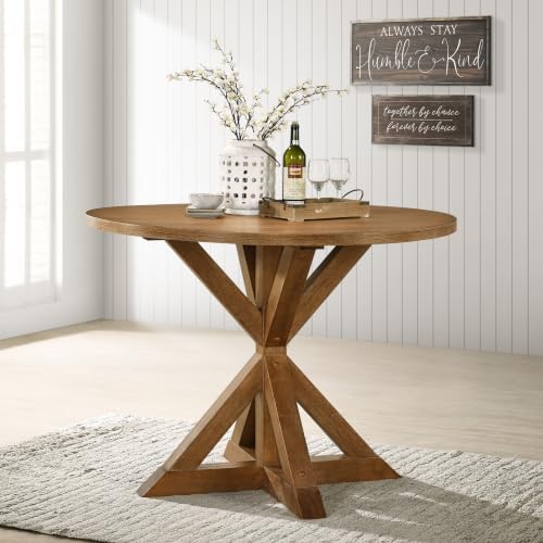 Windvale Cross-Buck Base Counter Height Dining Table, Cottage Oak