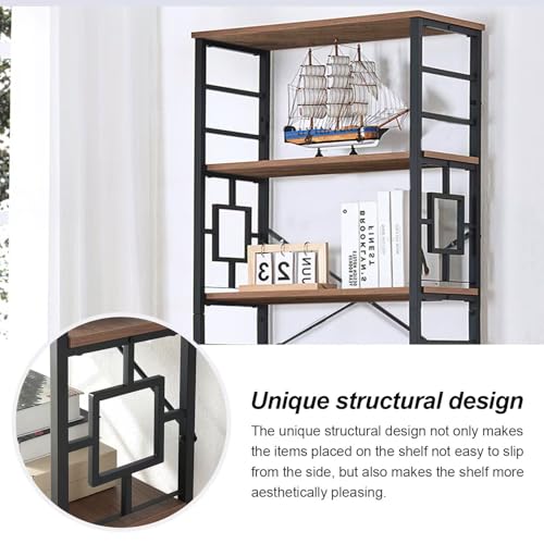 Tall Bookshelf, 84 Inch Industrial Bookshelf with Metal Frame and Open Shelves, 7 Tier Metal Bookshelves and Bookcases, Rustic Tall Book Shelf for Office, Living Room and Bedroom, Brown