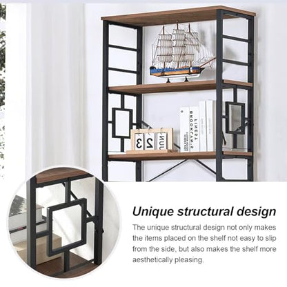 Tall Bookshelf, 84 Inch Industrial Bookshelf with Metal Frame and Open Shelves, 7 Tier Metal Bookshelves and Bookcases, Rustic Tall Book Shelf for Office, Living Room and Bedroom, Brown