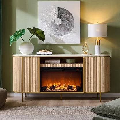 Luxury 70" Fluted Fireplace TV Stand, view 2