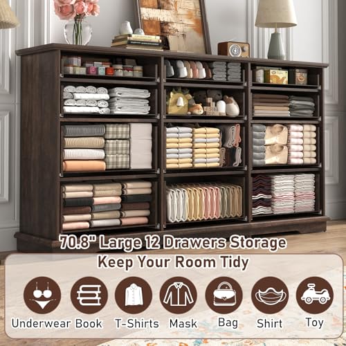 70inch Large Long Dresser w/Charging Station, view 4