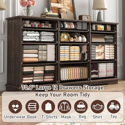 70inch Large Long Dresser w/Charging Station, view 4
