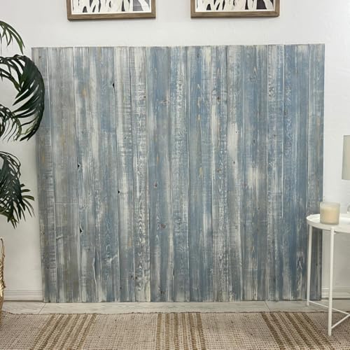 Solid Wood Twin Size Headboard Only, Blue Powderwash with Smooth Natural Wood Grain, Handcrafted Head Board Stand Alone Panels, Modern Farmhouse Bedroom, Built to Last Bed Headboard Twin