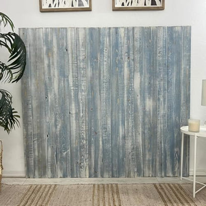 Solid Wood Twin Size Headboard Only, Blue Powderwash with Smooth Natural Wood Grain, Handcrafted Head Board Stand Alone Panels, Modern Farmhouse Bedroom, Built to Last Bed Headboard Twin