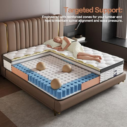 Full Size Mattress, 14 Inch Hybrid Bed in a Box, Euro Top Memory Foam, view 6