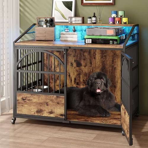 44 Inch Heavy Duty Dog Crate Furniture with 3 Doors, view 2