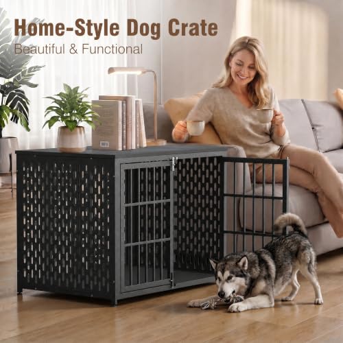 Heavy Duty 42 Inch Indestructible Furniture Dog Crate for High Anxiety Dogs, view 3